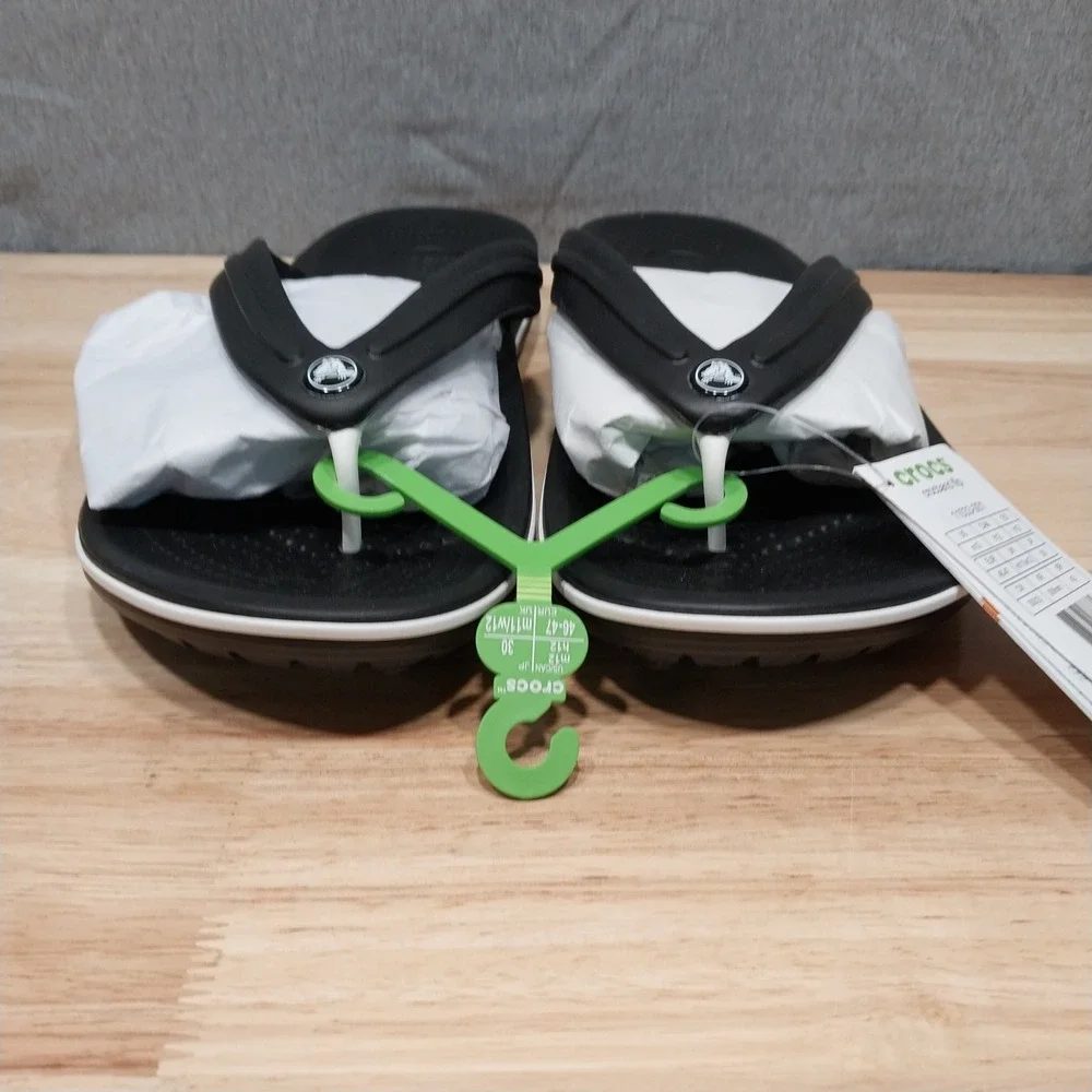 Crocs Crocband Flip Mens Sporty Lightweight Sandals Size M12 Black White